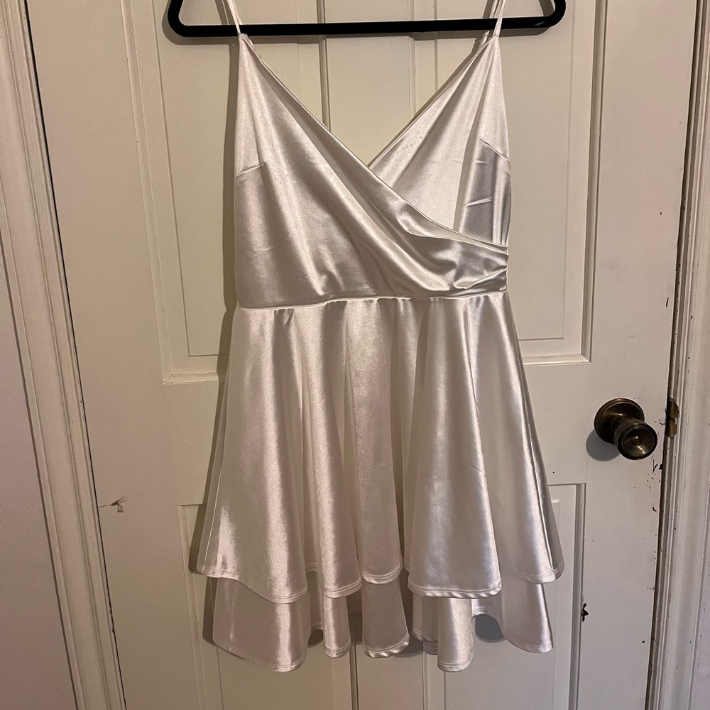 Elegant White Satin Dress